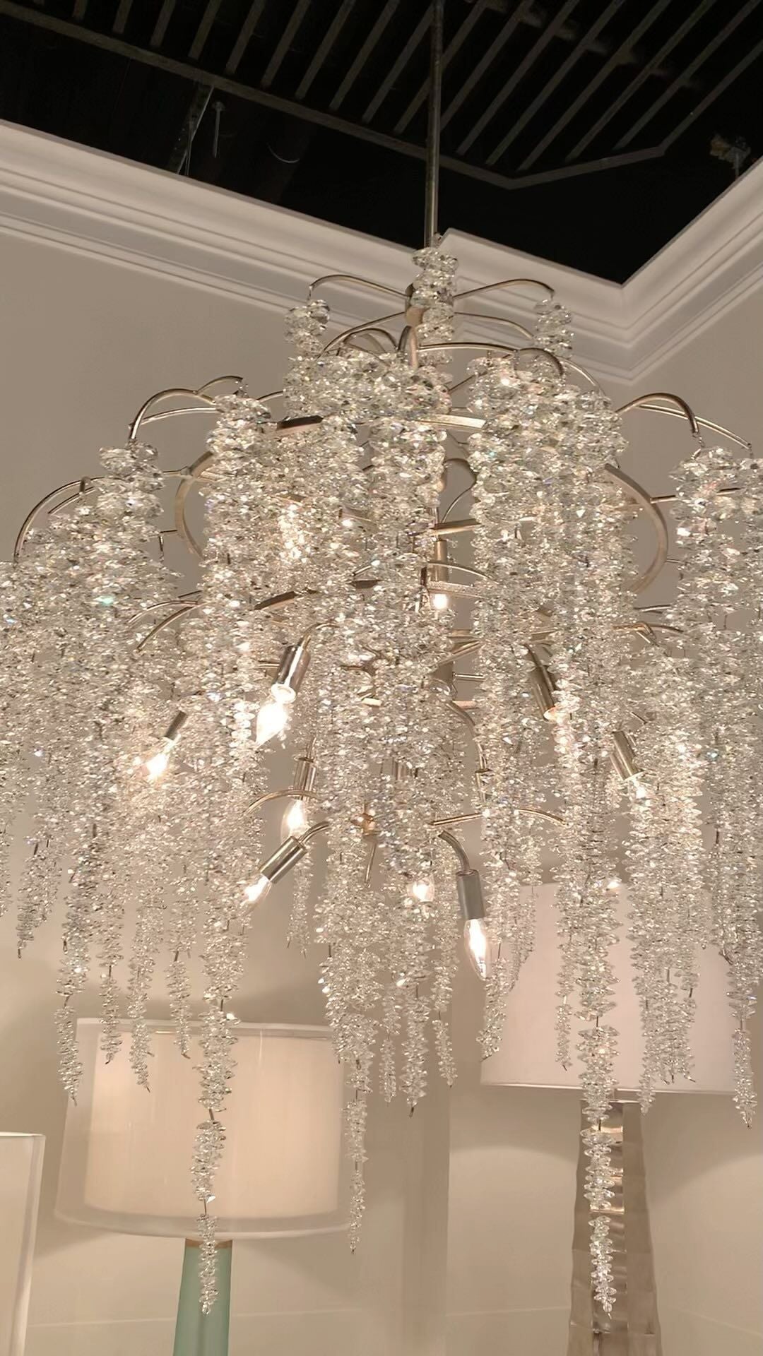 Light Luxury Silver Flower Branch Chandelier with Icicle Details for Bedroom Dining Room and Hallway - Zelno Lighting
