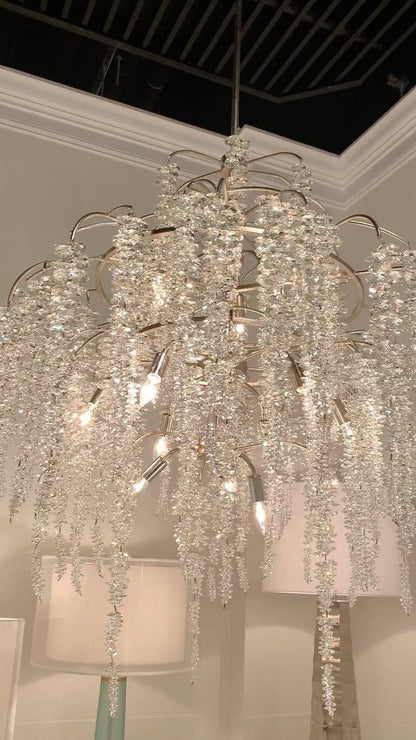 Light Luxury Silver Flower Branch Chandelier with Icicle Details for Bedroom Dining Room and Hallway - Zelno Lighting