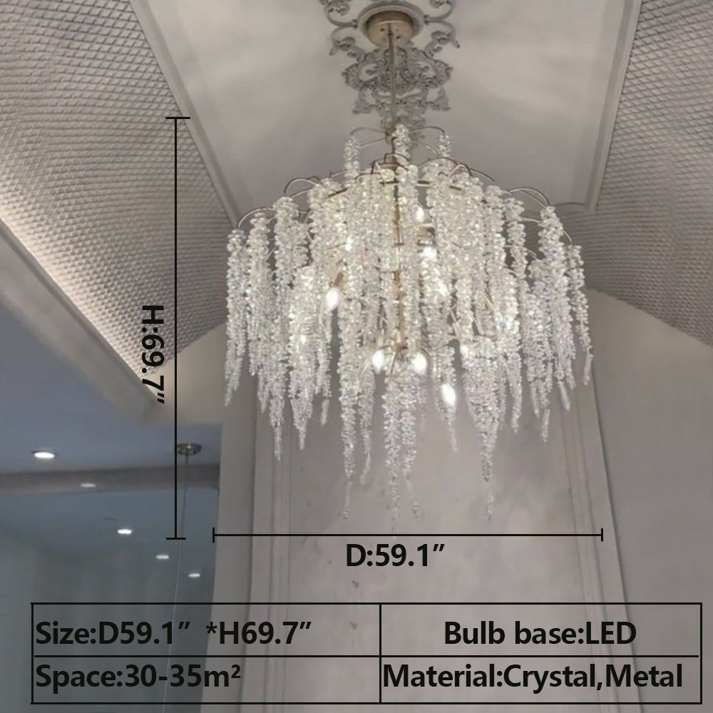 Light Luxury Silver Flower Branch Chandelier with Icicle Details for Bedroom Dining Room and Hallway - Zelno Lighting