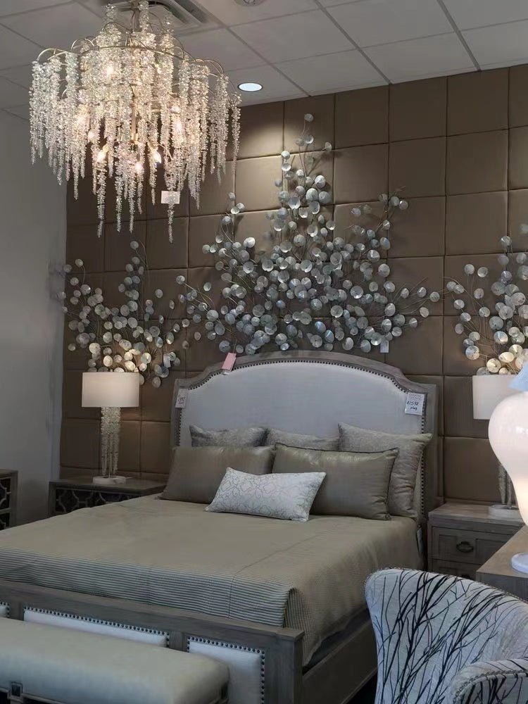 Light Luxury Silver Flower Branch Chandelier with Icicle Details for Bedroom Dining Room and Hallway - Zelno Lighting