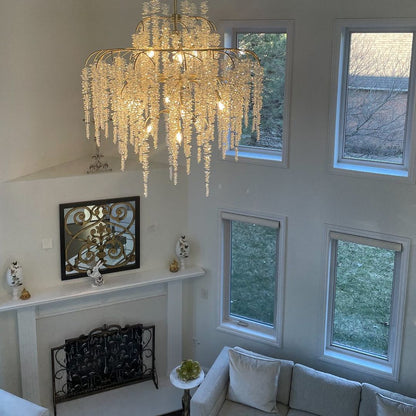 Light Luxury Silver Flower Branch Chandelier with Icicle Details for Bedroom Dining Room and Hallway - Zelno Lighting