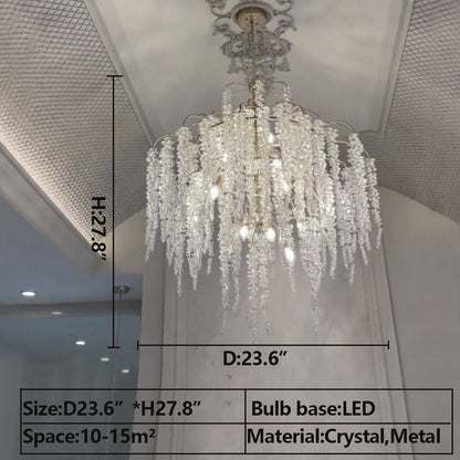 Light Luxury Silver Flower Branch Chandelier with Icicle Details for Bedroom Dining Room and Hallway - Zelno Lighting