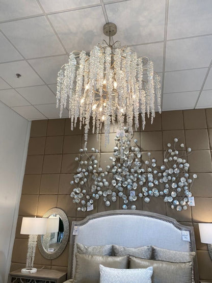 Light Luxury Silver Flower Branch Chandelier with Icicle Details for Bedroom Dining Room and Hallway - Zelno Lighting