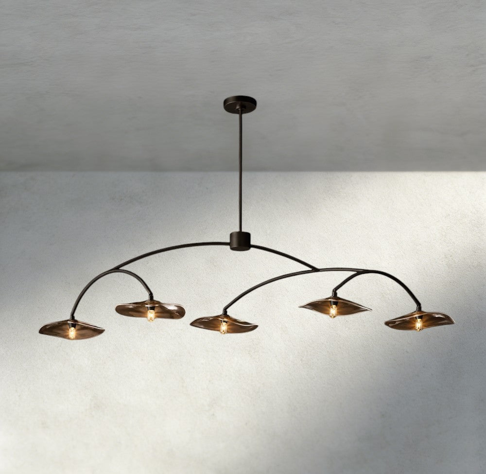 Lily Smoke Glass Linear Chandelier - Zelno Lighting