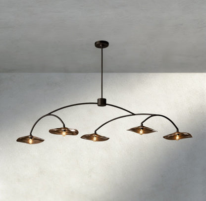 Lily Smoke Glass Linear Chandelier - Zelno Lighting