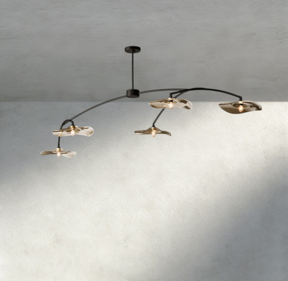 Lily Smoke Glass Linear Chandelier - Zelno Lighting