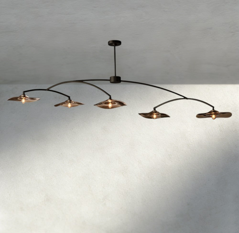Lily Smoke Glass Linear Chandelier - Zelno Lighting