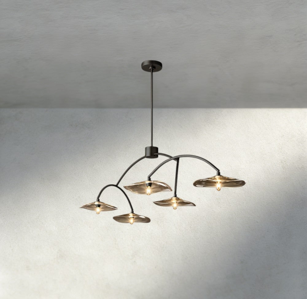 Lily Smoke Glass Linear Chandelier - Zelno Lighting