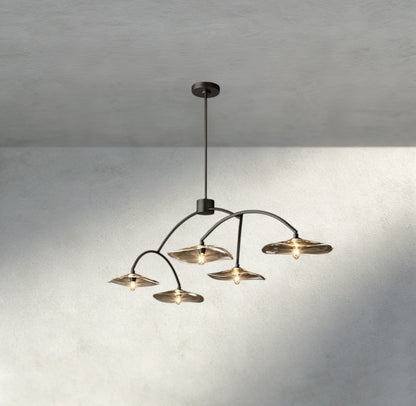 Lily Smoke Glass Linear Chandelier - Zelno Lighting