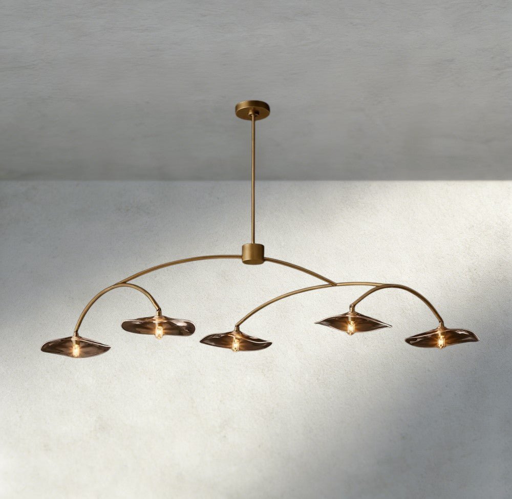 Lily Smoke Glass Linear Chandelier - Zelno Lighting