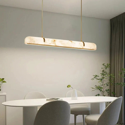Linear Alabaster Chandelier, Kitchen Island Pendant Light - Zelno Lighting