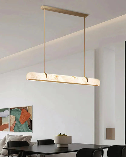 Linear Alabaster Chandelier, Kitchen Island Pendant Light - Zelno Lighting