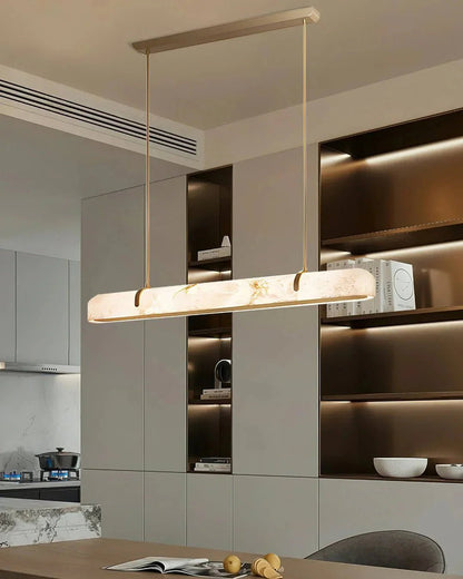 Linear Alabaster Chandelier, Kitchen Island Pendant Light - Zelno Lighting