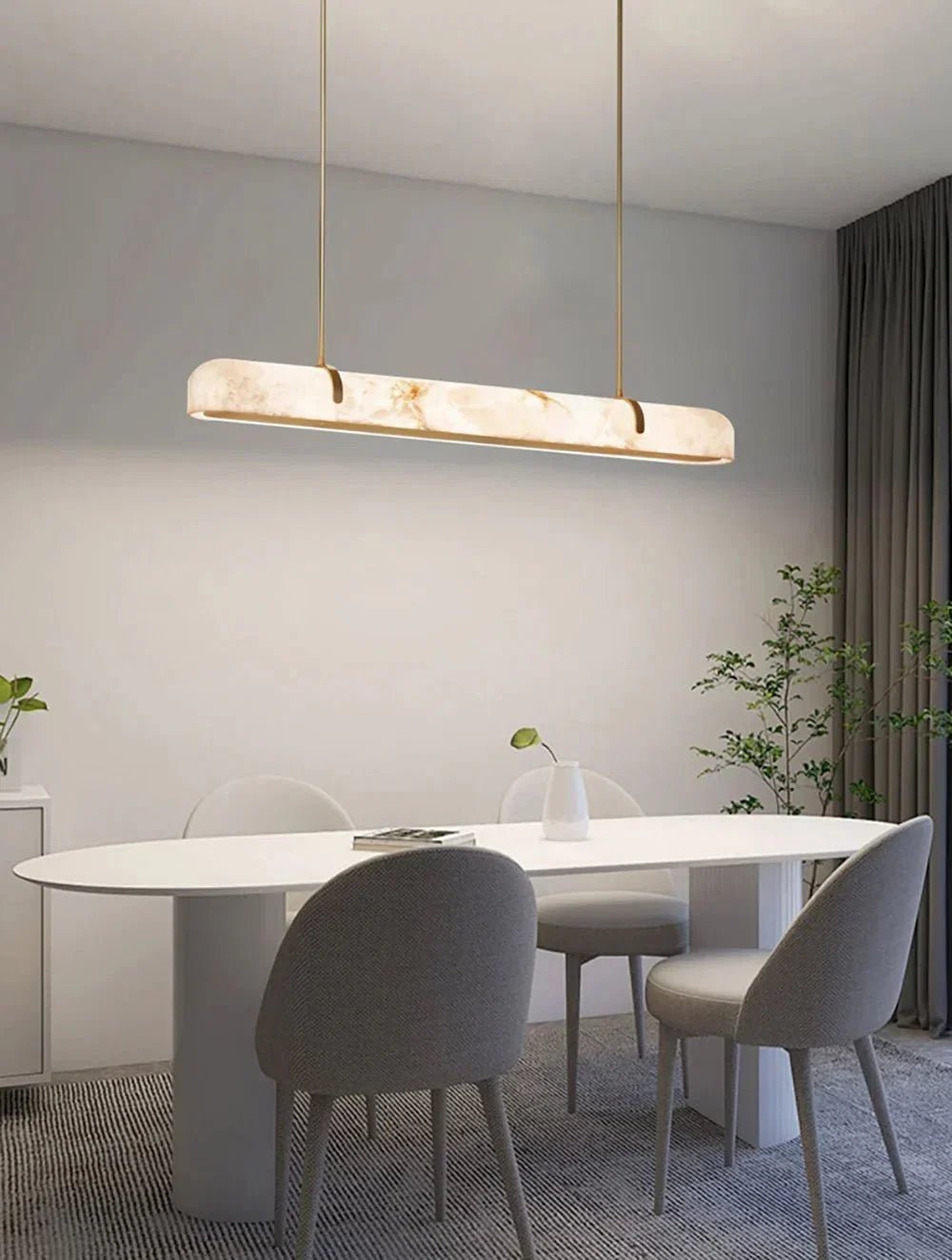 Linear Alabaster Chandelier, Kitchen Island Pendant Light - Zelno Lighting