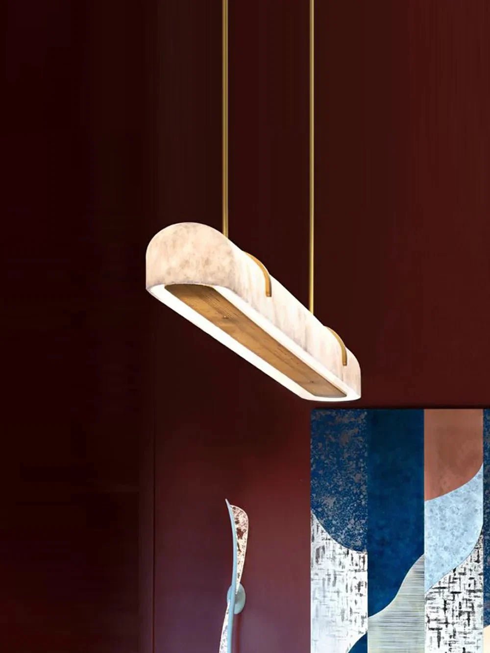 Linear Alabaster Chandelier, Kitchen Island Pendant Light - Zelno Lighting