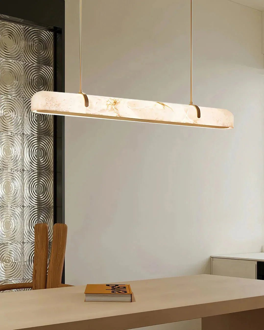 Linear Alabaster Chandelier, Kitchen Island Pendant Light - Zelno Lighting