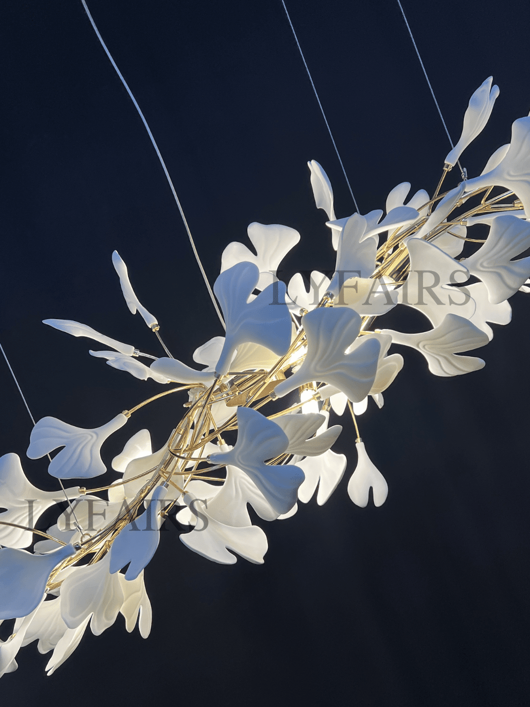 Linear Ginkgo Ceramic Chandelier for Dining Room/Kitchen Island - Zelno Lighting