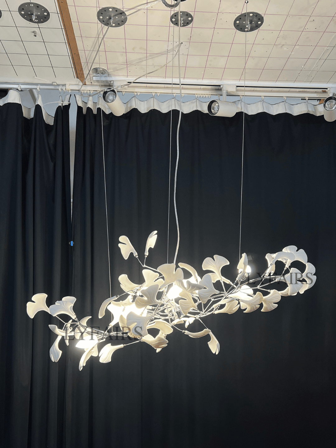 Linear Ginkgo Ceramic Chandelier for Dining Room/Kitchen Island - Zelno Lighting