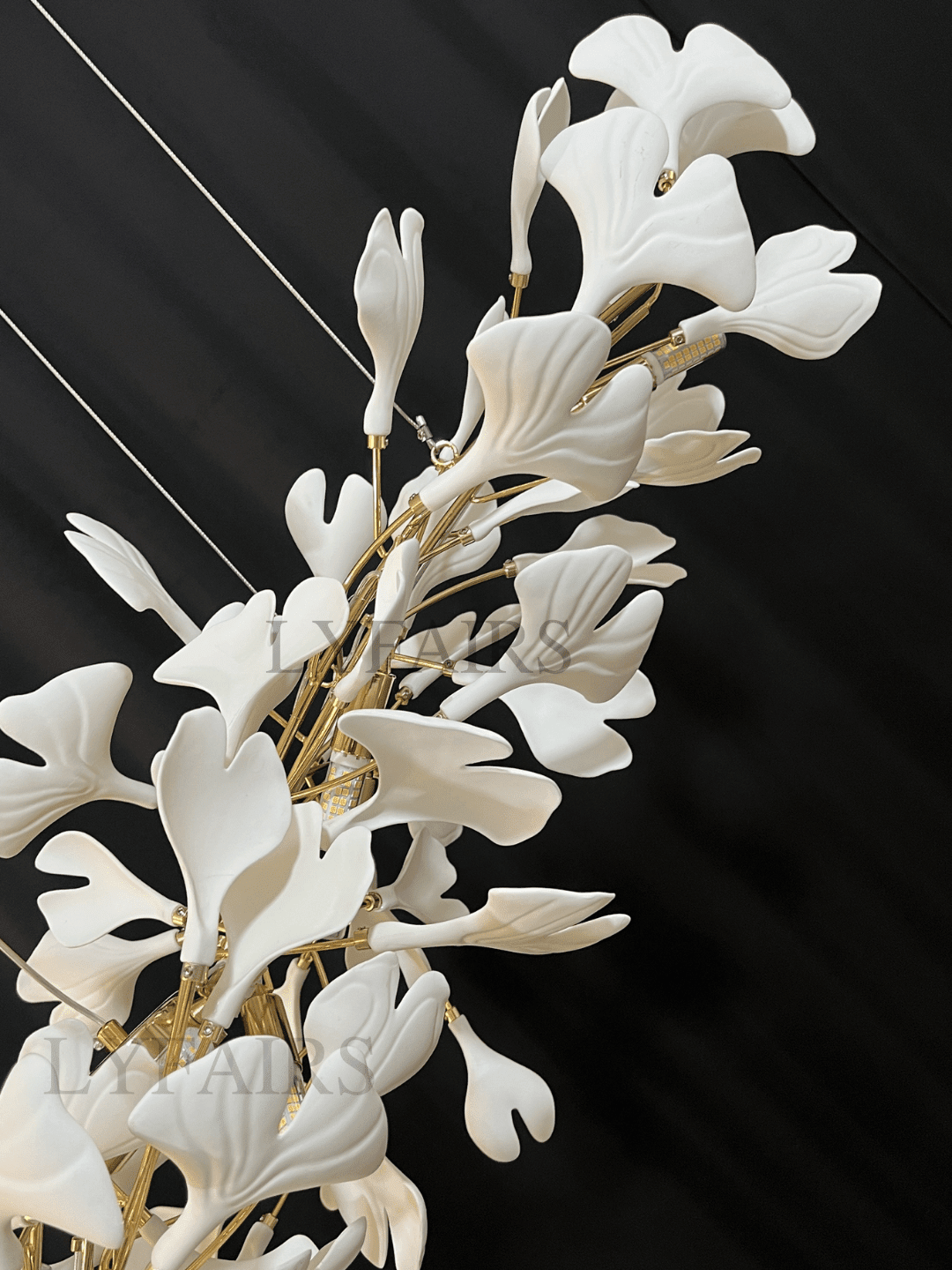 Linear Ginkgo Ceramic Chandelier for Dining Room/Kitchen Island - Zelno Lighting