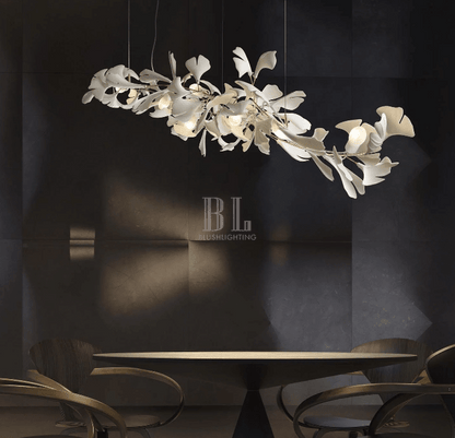 Linear Ginkgo Ceramic Chandelier for Dining Room/Kitchen Island - Zelno Lighting