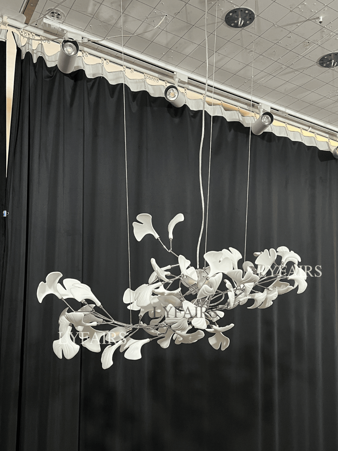 Linear Ginkgo Ceramic Chandelier for Dining Room/Kitchen Island - Zelno Lighting