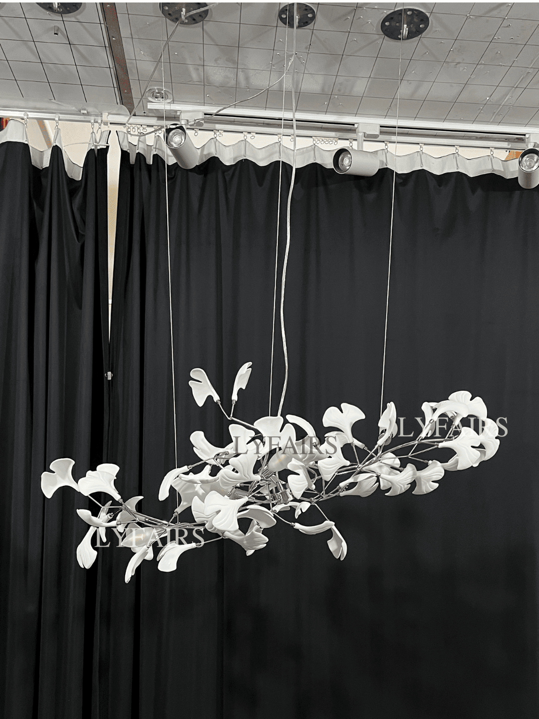 Linear Ginkgo Ceramic Chandelier for Dining Room/Kitchen Island - Zelno Lighting