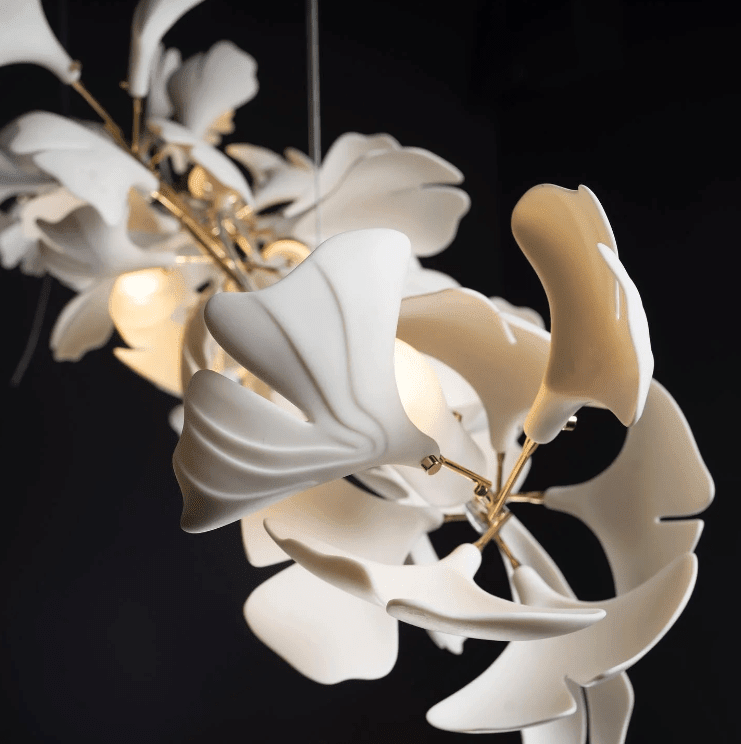 Linear Ginkgo Ceramic Chandelier for Dining Room/Kitchen Island - Zelno Lighting