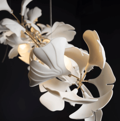 Linear Ginkgo Ceramic Chandelier for Dining Room/Kitchen Island - Zelno Lighting