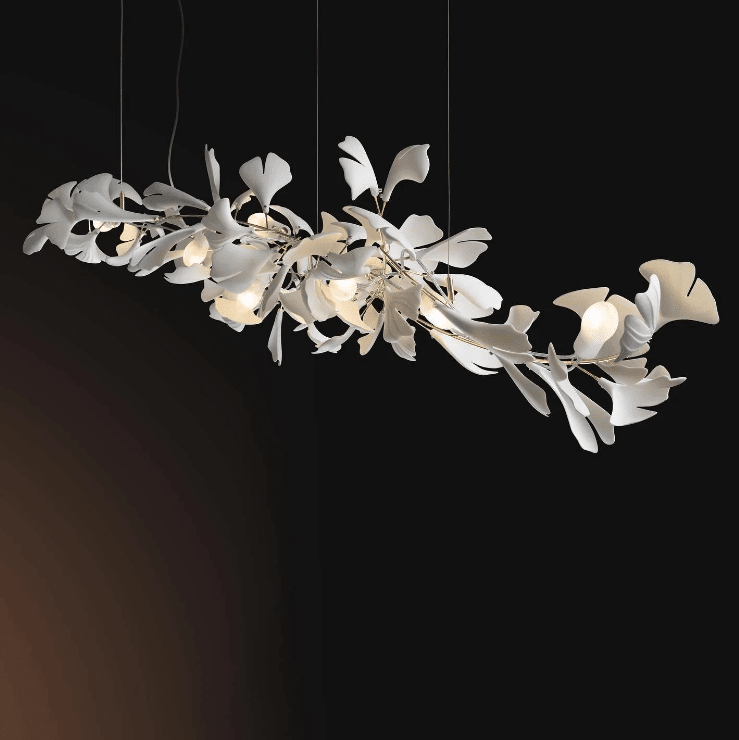Linear Ginkgo Ceramic Chandelier for Dining Room/Kitchen Island - Zelno Lighting