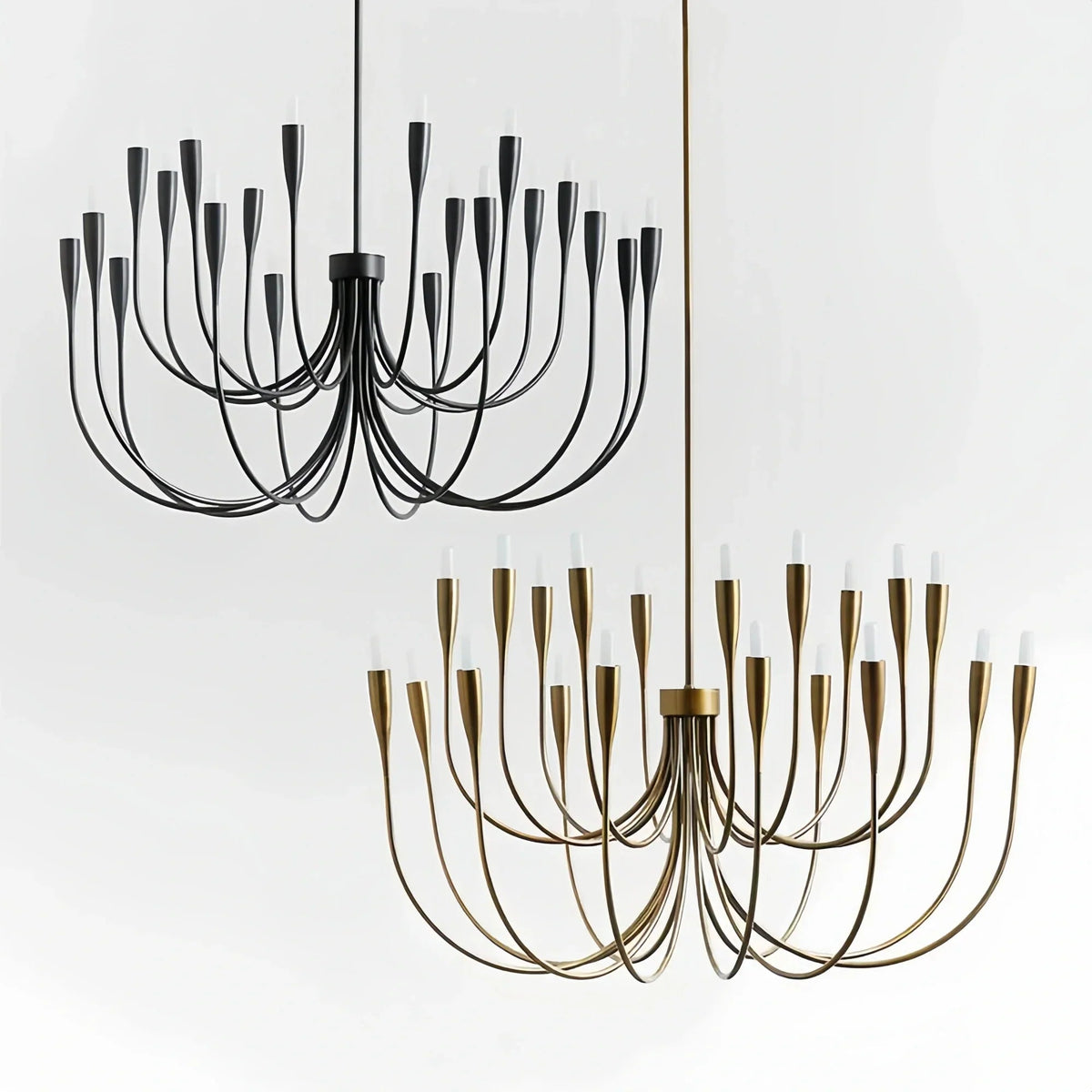 Liona Large Brass Candelabra Chandelier Light - Zelno