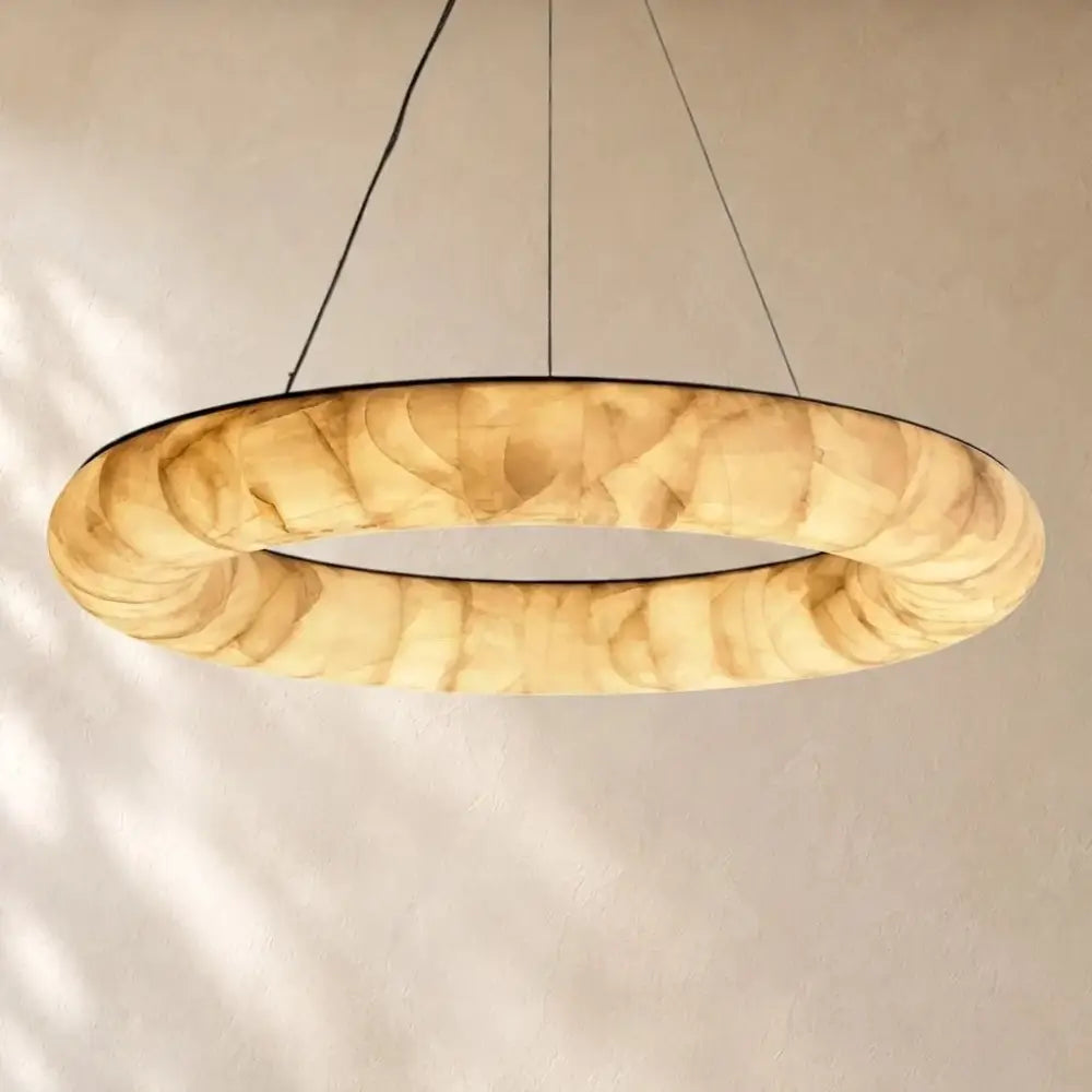 Livage Lisse Round Chandelier with Alabaster Shade - Zelno