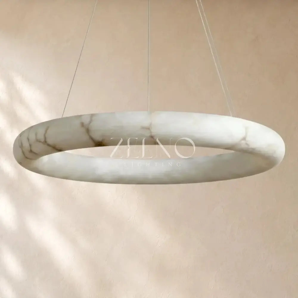 Livage Lisse Round Chandelier with Alabaster Shade - Zelno