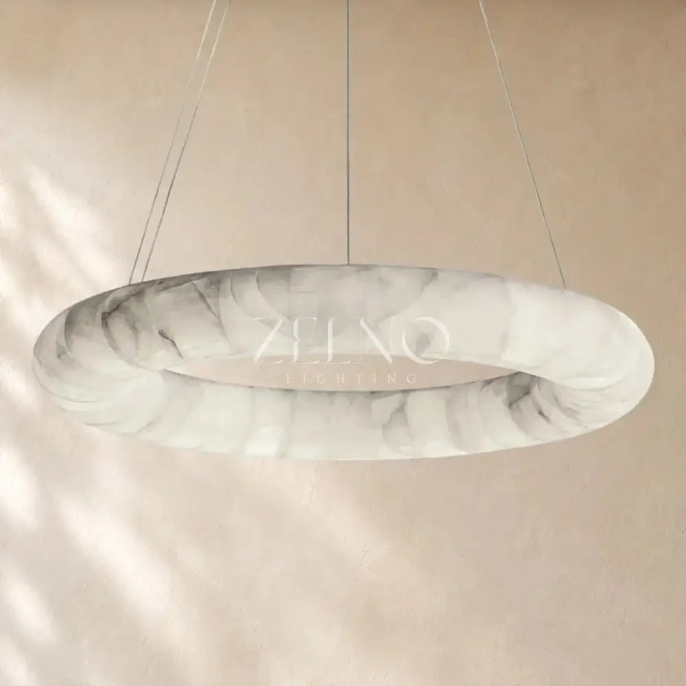 Livage Lisse Round Chandelier with Alabaster Shade - Zelno