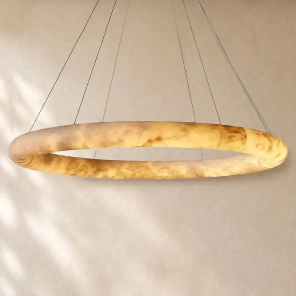 Livage Lisse Round Chandelier with Alabaster Shade - Zelno