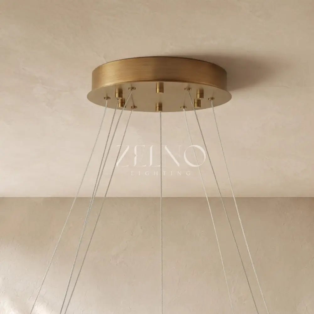 Livage Lisse Round Chandelier with Alabaster Shade - Zelno