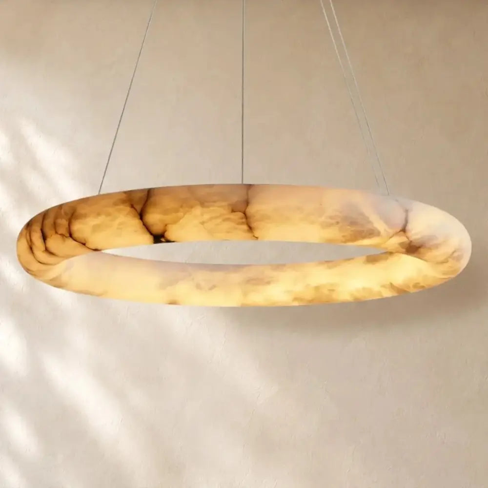 Livage Lisse Round Chandelier with Alabaster Shade - Zelno