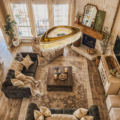 Lohan 31.5" Modern LED Crystal Chandelier for Dining Room, Kitchen Island, Living Room, Bedroom, Foyer - Zelno