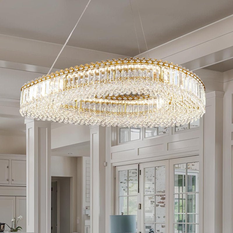 Lohan 31.5" Modern LED Crystal Chandelier for Dining Room, Kitchen Island, Living Room, Bedroom, Foyer - Zelno