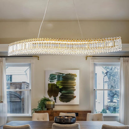 Lohan 31.5" Modern Luxury Geometric LED Crystal Kitchen Island Chandelier - Zelno