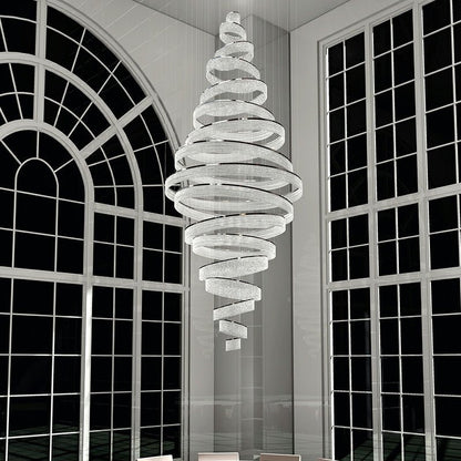 Long Crystal Tassel Rings Chandelier Extra Large Living Room Staircase High Ceiling Lighting Fixture - Zelno Lighting