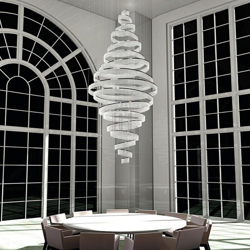 Long Crystal Tassel Rings Chandelier Extra Large Living Room Staircase High Ceiling Lighting Fixture - Zelno Lighting