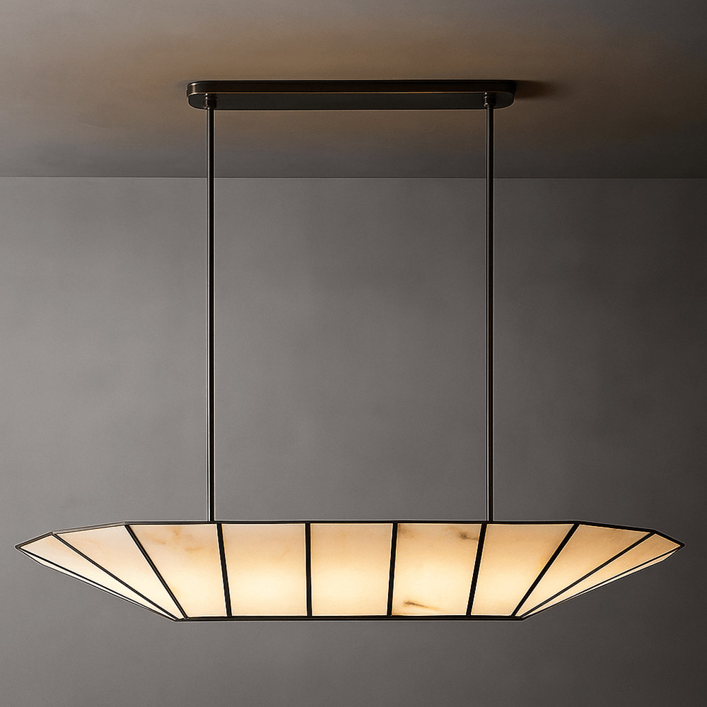 Lucette Alabaster Vein Linear Chandelier 52" - Zelno