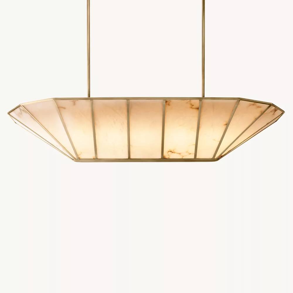 Lucette Alabaster Vein Linear Chandelier 74" - Zelno