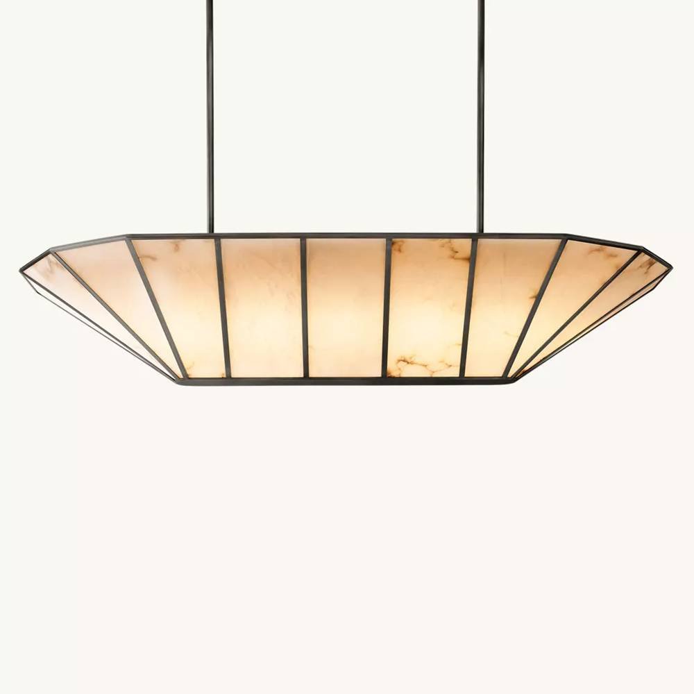 Lucette Alabaster Vein Linear Chandelier 74" - Zelno