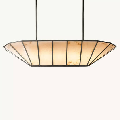 Lucette Alabaster Vein Linear Chandelier 74" - Zelno