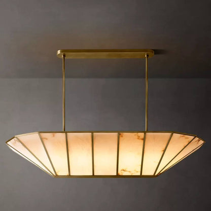 Lucette Alabaster Vein Linear Chandelier 74" - Zelno