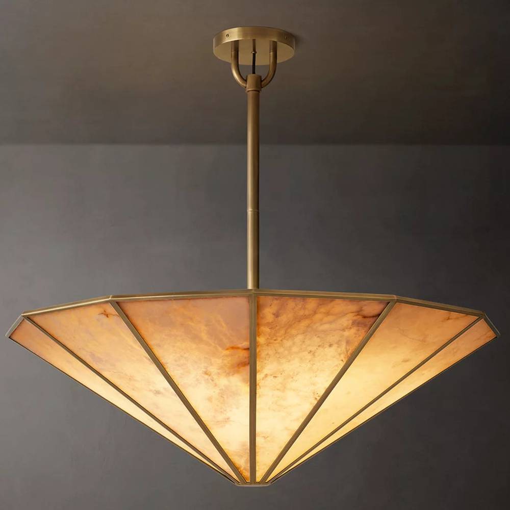 Lucette Alabaster Vein Round Chandelier 36" - Zelno