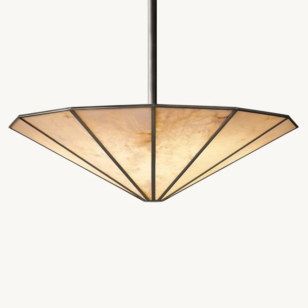 Lucette Alabaster Vein Round Chandelier 36" - Zelno