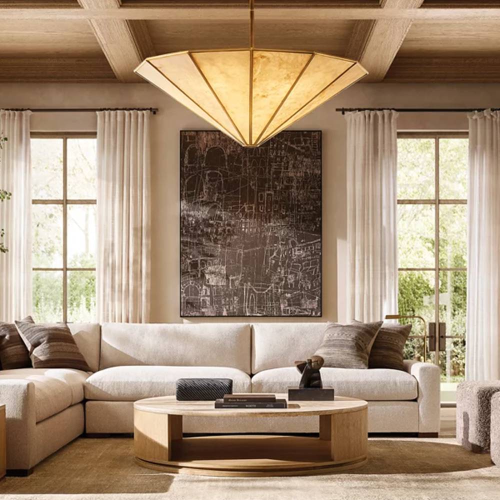 Lucette Alabaster Vein Round Chandelier 36" - Zelno