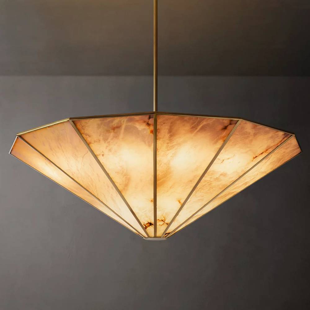 Lucette Alabaster Vein Round Chandelier 60" - Zelno